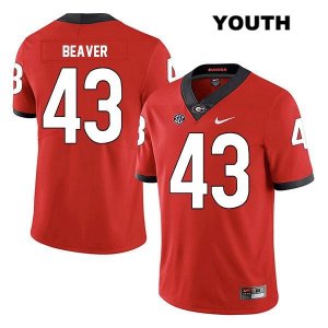 Youth Georgia Bulldogs NCAA #43 Tyler Beaver Nike Stitched Red Legend Authentic College Football Jersey HPJ4554MX